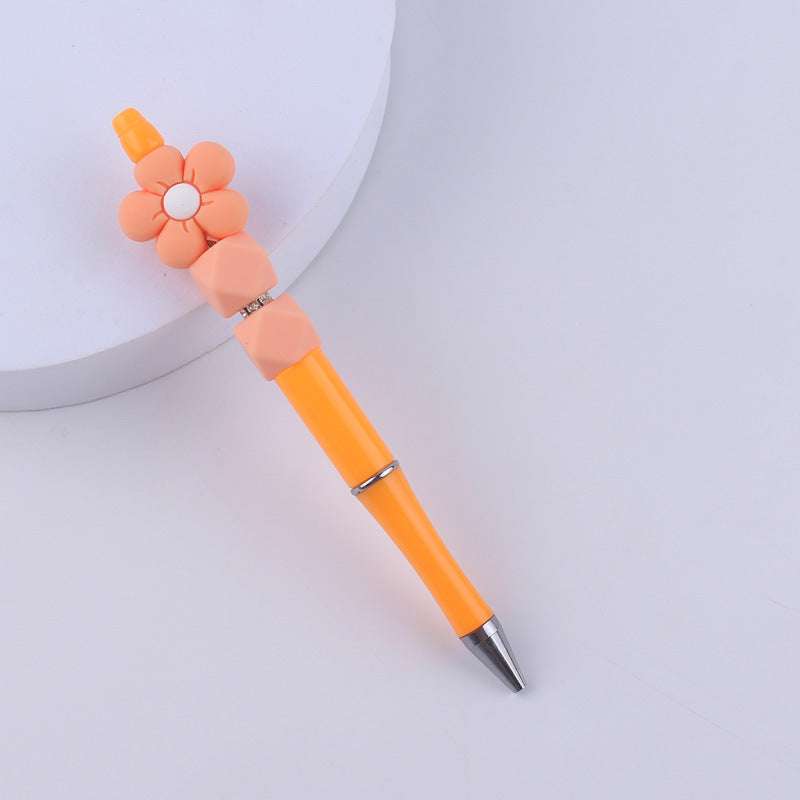 Wholesale Beadable Pens Handmade Flower Silicone Beaded Ballpoint Pen